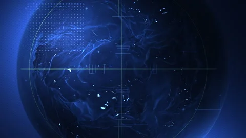 Blue Digital Planet Scan Sci-Fi Data Analysis Sphere Interface Stock Footage 346643489