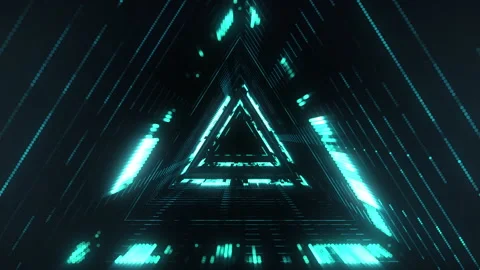 Blue digital portal in triangular shape with bright lines. Stock Footage 132002354