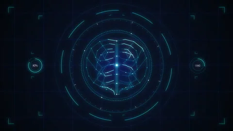 Blue digital pulse ring animation, hud data stream, particle network, glowi.. Stock Footage 348325891
