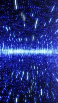 Blue digital rain and central glowing energy data stream 스톡 일러스트