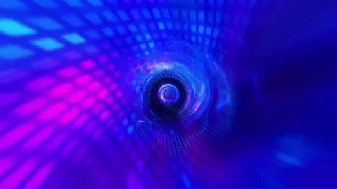Blue Digital Ring Tunnel VJ Loop Stock Footage 330008366