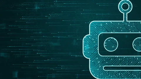 Blue digital Robot head logo and futuristic HUD technology Stock Footage 271198213