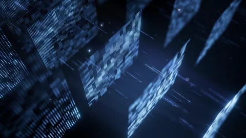 Blue Digital Space Flowing Technology Background Stock Footage 347068020