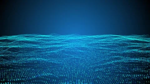 Blue digital space sci fi tunnel metaverse with luminous particles wavy hologram Stock Footage 279923522