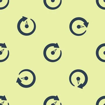 Blue Digital speed meter icon isolated seamless pattern on yellow background 库存插图