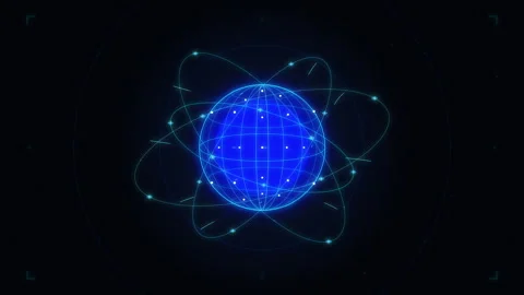 Blue digital sphere animation network cyberspace data loop technology Stock Footage 346863503