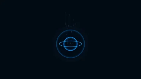 Blue digital sphere with vertical light particles rising against dark backg.. Video stock 341770738