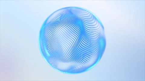 Blue Digital Sphere Wave Lines. Soft Gradient Orb Surface. Glowing Fluid Cu.. Stock-Footage 332841449