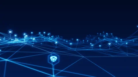 Blue digital stoage icon network connection futuristic technology background Stock Footage 157544997