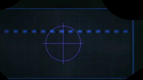 Blue Digital Targeting Hud Overlay with Animated Grid and Scanning Crosshair Stock Footage 344719632