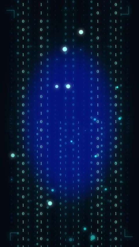 Blue digital tech loop background with glowing particles and data stream Stock Footage 347556310