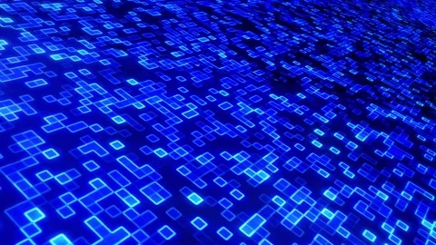 Blue digital technology background loop with glowing cyber grid motion Stock-Footage 345865505
