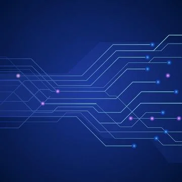 Blue digital technology circuit board lines abstract background. Stock Illustration