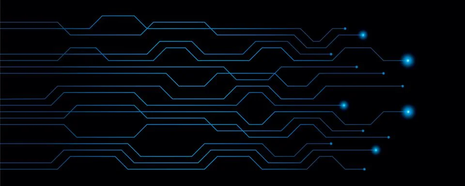 Blue digital technology electronics circuit board elements Stock Illustration