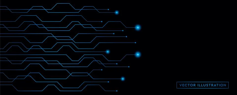 Blue digital technology electronics circuit board elements Stock Illustration