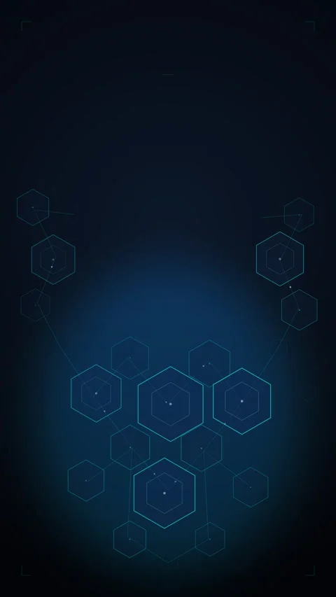 Blue digital technology motion graphic with glowing cyber hexagons and network Stock Footage 346736921