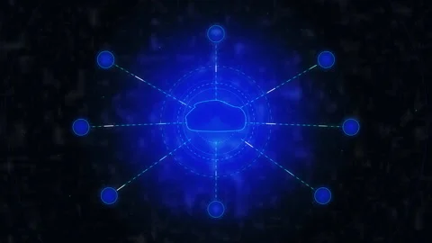 Blue digital technology network and data connection loop animation Stock Footage 347198662
