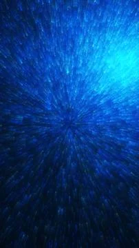Blue digital tunnel made of glowing particles and motion streaks, suggestin.. Stock Illustration