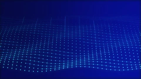 Blue digital wave dot grid motion graphic Stock Footage 346863533