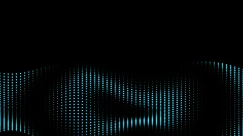 Blue digital wave of glowing dots flowing on black background for tech moti.. Vídeo Stock 343249076