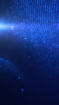 Blue digital wave made of glowing dots and light trails, representing data st Stock Illustration