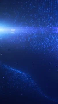 Blue digital wave made of glowing dots and light trails, representing data .. Stock Illustration