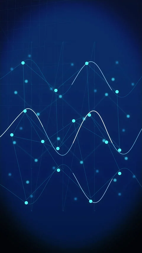 Blue digital wave motion graphic with network data nodes and analytics 스톡 동영상 346736953