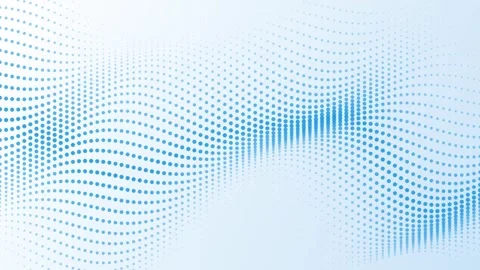 Blue digital wave motion of particle dots flowing smoothly across light tec.. Vídeo Stock 347195468