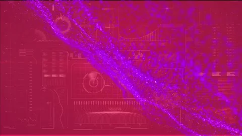 Blue digital wave over digital interface with data processing against pink Stock Footage 329127719