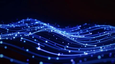 Blue Digital Wave Particle Network Motion Background Stock Footage 345659071