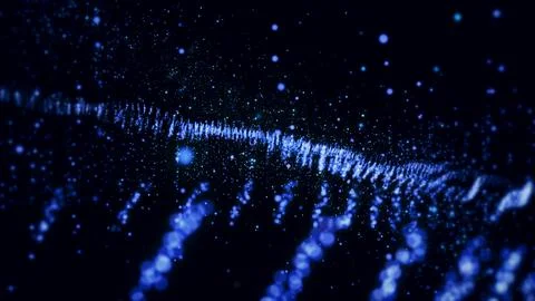 Blue Digital Wave Particles Abstract Cyber Background Stock Illustration