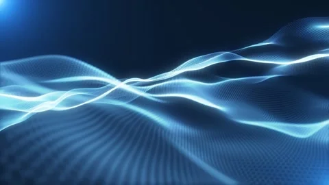 Blue digital wave of particles and dots, futuristic cyber background. Digital Stock Footage 249742788
