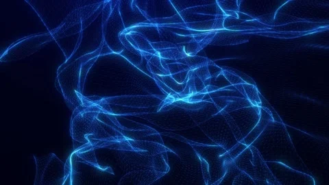 Blue digital wave of particles and dots, futuristic cyber background. Digital Stock Footage 252820771