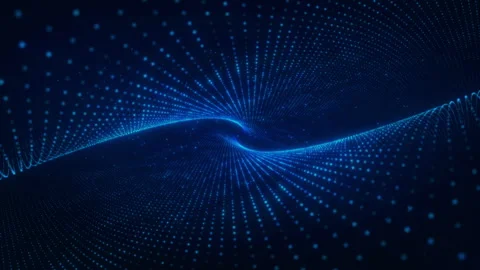 Blue Digital Wave Technology Background with Dots in Motion Stock Footage 289849962