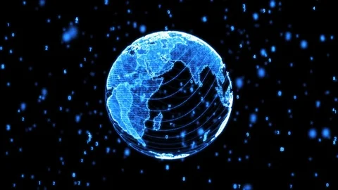 Blue Digital World Globe Loopable Stockbeeldmateriaal 72313312