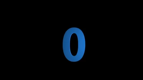 Blue digits count down from 10 to 0 on black background Stock Footage 89389441