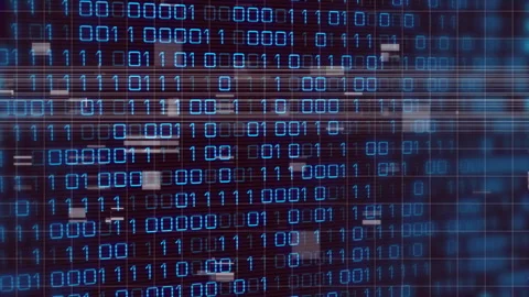 Blue digits forming binary code pattern on animation of abstract digital Stock Footage 303941970