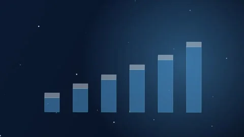 Blue dimensional bars rise with glowing financial graph lines Stock Footage 346168207
