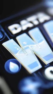 Blue dimensional lettering beneath data heading Stock Photos