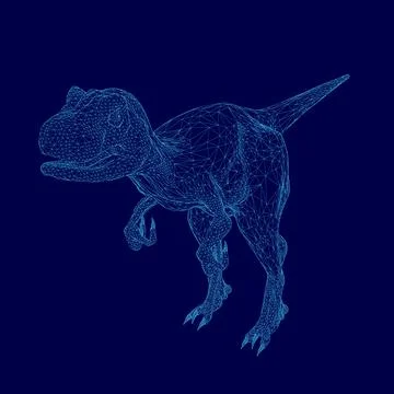 Blue dinosaur is shown in a blue background. The dinosaur is a large, long Illustrazione stock