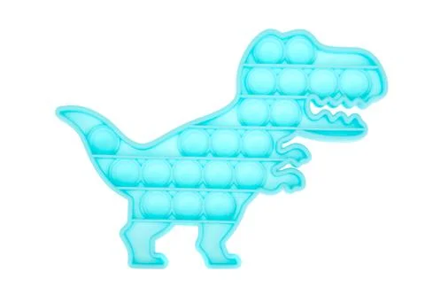 Blue dinosaur simple dimple, pop it. Fashionable and modern anti stress toy f Stock Photos