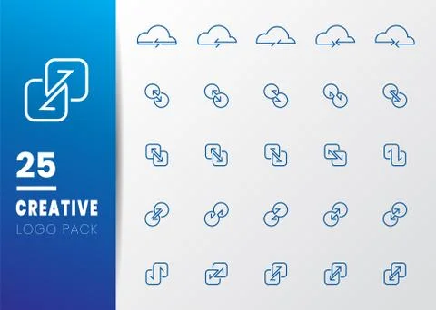 Blue direction arrows for transfer, sync, migration data. traffic bridge or e Illustrazione stock