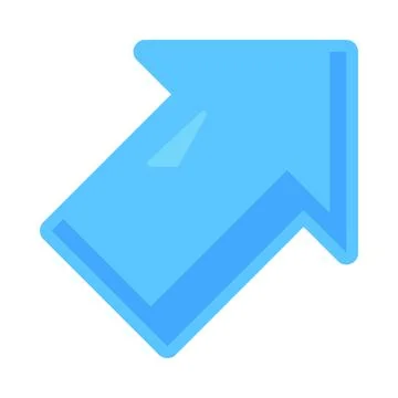 Blue directional arrow flat illustration representing navigation movement Stock Illustration
