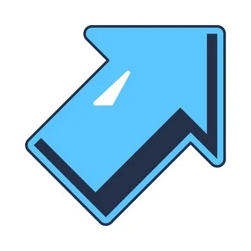 Blue directional arrow flat illustration representing navigation movement 스톡 일러스트