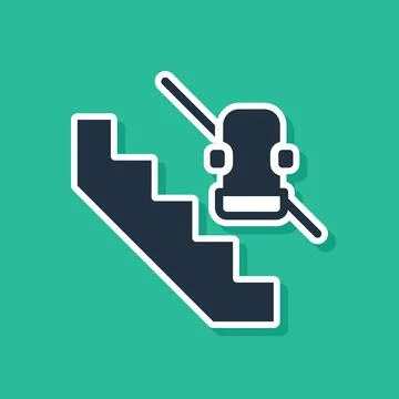 Blue Disabled access elevator lift escalator icon isolated on green background イラスト素材