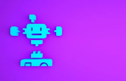 Blue Disassembled robot icon isolated on purple background. Artificial intell Stockillustratie