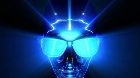 Blue Disco Head in Sunglasses Stock Footage 263030346
