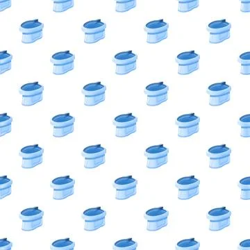 Blue disposable coffee cup lid seamless pattern Stock Illustration