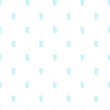 Blue disposable plastic cups seamless pattern background 스톡 일러스트