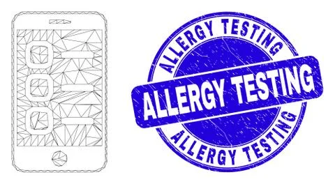 Blue Distress Allergy Testing Stamp and Web Mesh Smartphone Tasks Illustrazione stock